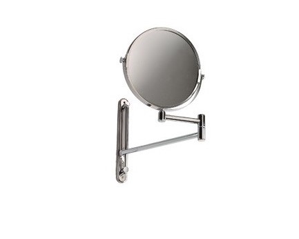 Oglinda rotunda cosmetica reversibila  brat extensibil  montare pe perete  235 x 410 mm